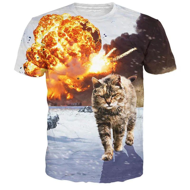 Summer Fashion 3D Printing Funny Cat T Shirt Men Women Animal Pattern Tees Casual Loose O-Neck Short Sleeve Tops Street T-Shirts