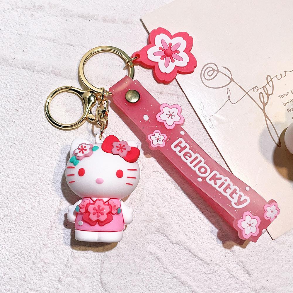 New Sakura Sanrio Keychain Kuromi Melody KT Cat Cute Cartoon Pendant Small Gift