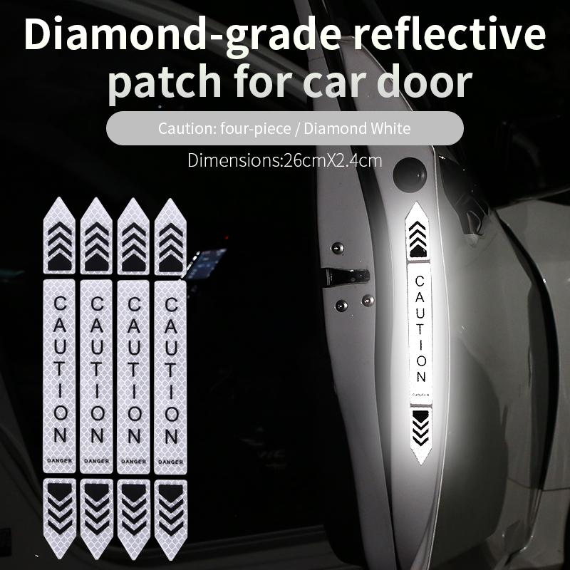 4PCS Car Door Collision Safety Warning Reflective Stickers