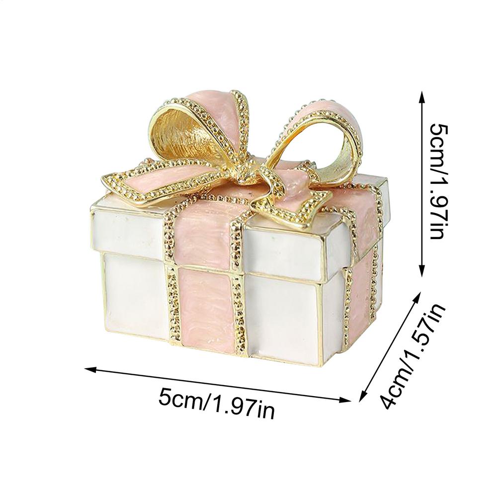Small Trinket Box Vintage Storage Organizer Magnetic Closure Retro Bow Jewelry Trinket Box For Woman Lady Mother Teen Girl