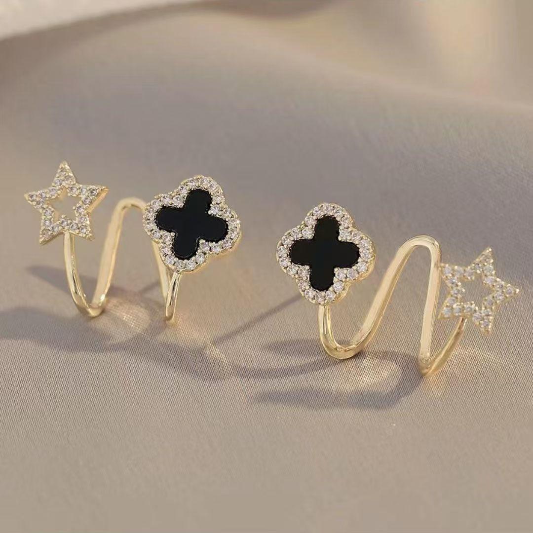 

Серьги-гвоздики Niche Design с черными четырьмя листочками и цветком. Модные легкие роскошные серьги. Темпераментные универсальные серьги высокого класса. чёрный