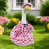 Spring Flower Porch Goose Outfit for 23 Inch Goose Statue Wildflower/Strawberry Goose Clothes Dress And Hat Set for Outdoor Garden Yard Lawn Decor