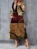 2025 Autumn and Winter New Women Casual Fashion Dress 3D Leopard Print  Long Sleeve V-Neck A-Line Dresses