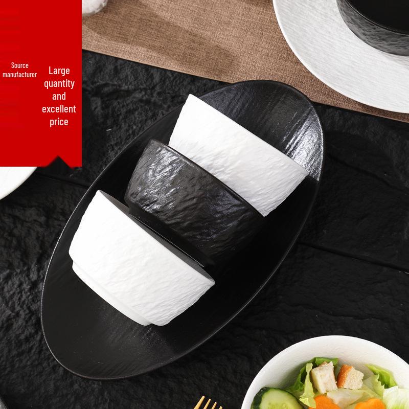 Nordic Style Large Ceramic Bowl: Round Underglaze Design, Thickened for Heat Resistance, Perfect for Soup, Salad, or Noodles.