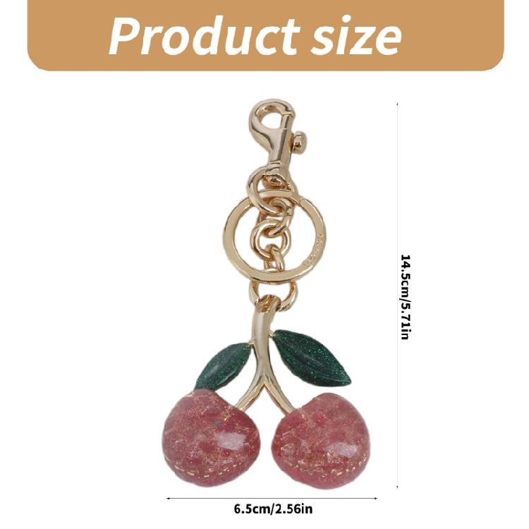 Simple Crystal Cherries Charm Keychains Sweet Cool Ornament Bag Pendant Car Keyring Haning Decoration for Women Girl