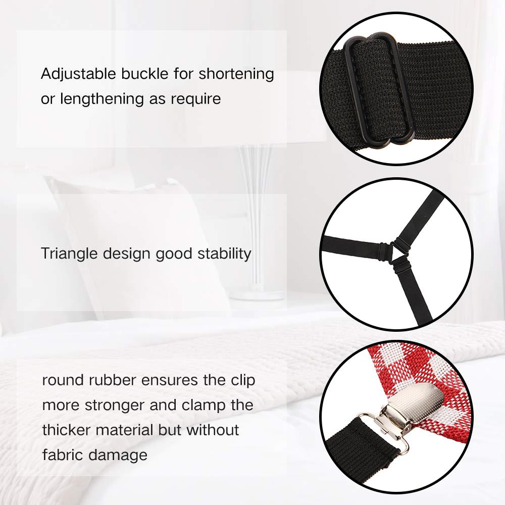4Pcs/Set Adjustable Bed Sheet Grippers Belt Fastener Bed Sheet Clips Mattress Cover Blankets Quilt Holder Organize Gadgets