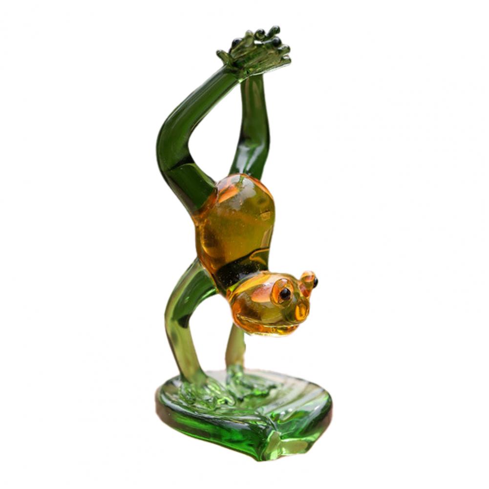 Cartoon Couple Frog Figurine Yoga Frog Statue Resin Sports Frog Sculpture Home Office Desktop Decoration Ornament