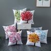 Painted Tree Digital Printed Peach Skin Square Pillow Cushion Cover Home Furnishings