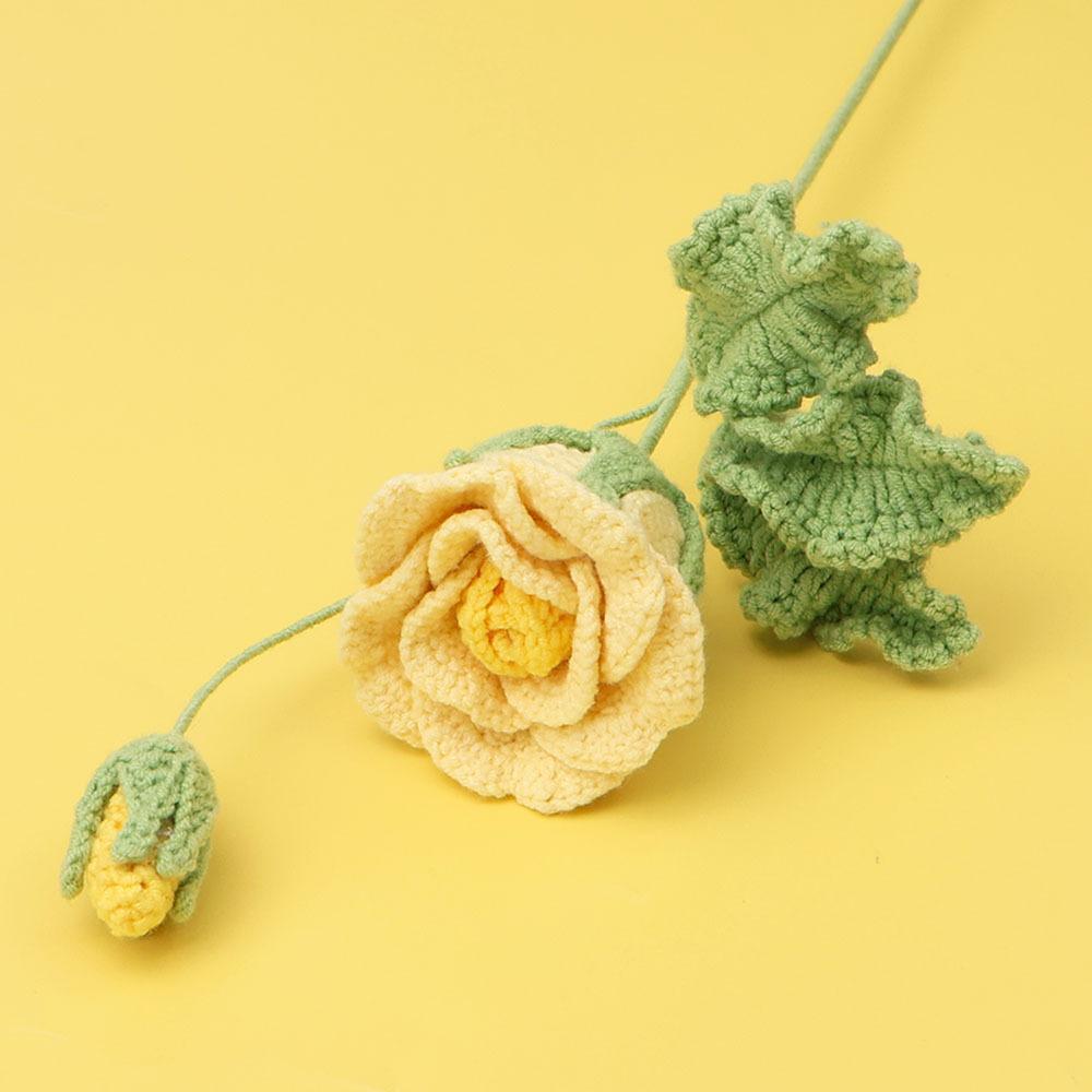 Kreative Häkelblumen Niedliche handgemachte Blumen Künstliche Rosen Hochzeitsdekoration Kunstpflanzen