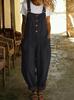 2026 Cotton Linen Retro Pocket Straight-Leg Overalls for Women