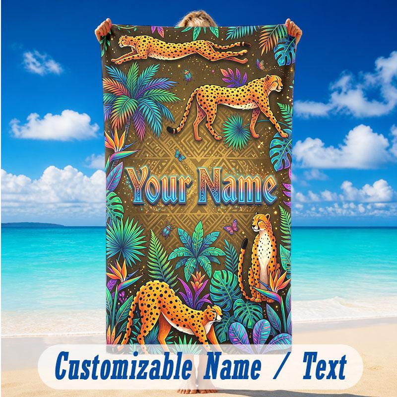 Adventure Journey Theme Beach Towel Personalized Custom Name & Text Soft Quick Dry Beach Towel for Swimming Travel
