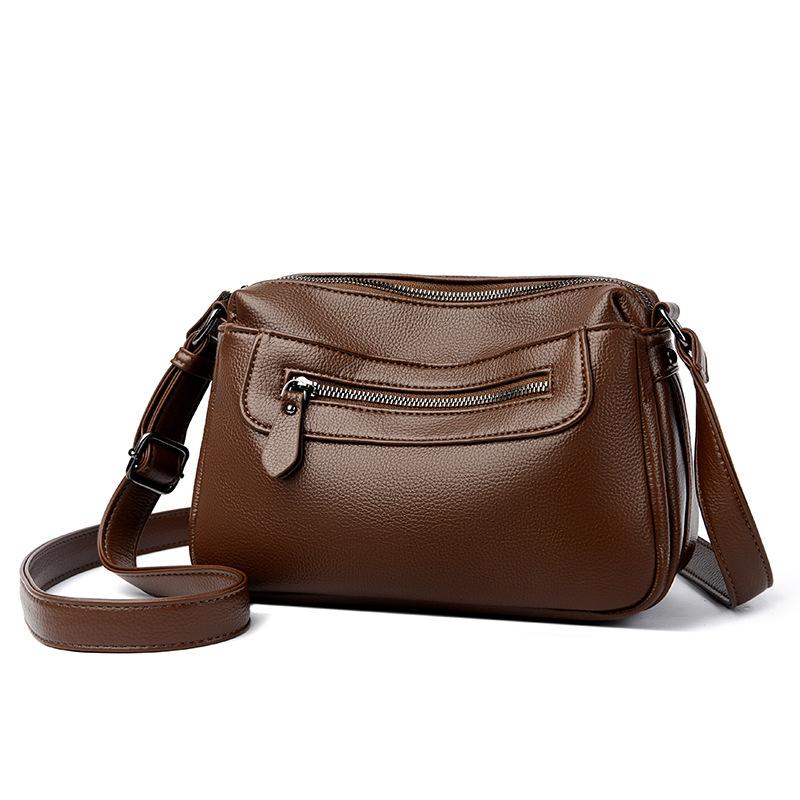 Bag 205 New Fashion Middle-aged and Elderly Casual Soft Leather Large Capacity Crossbody Commuter Bag Versatile One-shoulder Mom Bag