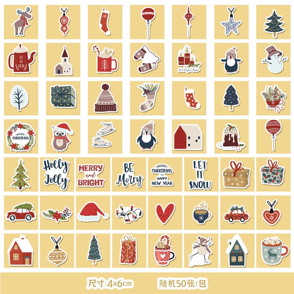 50/100 Nordic Style Christmas Graffiti Stickers Mobile Guitar Decoration Waterproof Stickers DIY Hand Account Stickers