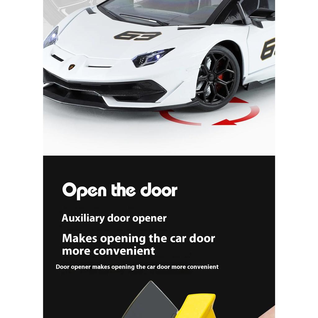 Large 1/18 Lamborghini Aventador SVJ Supercar Model Simulation Interior Details Adult Collection Ornaments Boy Gift Halloween Toys