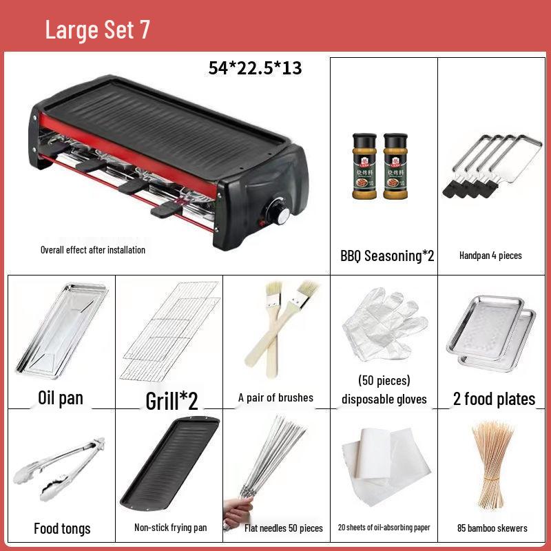 Smokeless Electric BBQ Grill & Roaster - Double Layer Griddle, Grill Pan, and Charcoal Rack