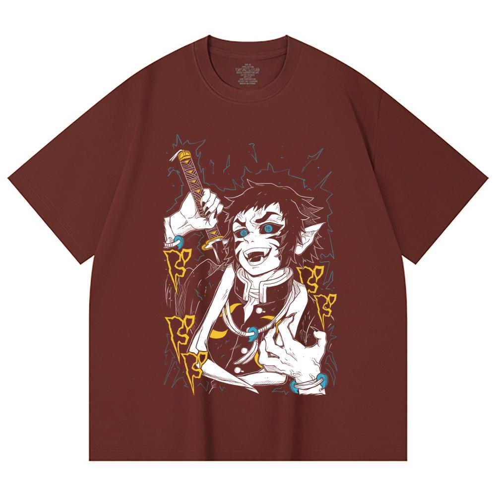 230 Gsm 100% Cotton Demon Slayer V40 Kaigaku Print Unisex Heavy Cotton T Shirt