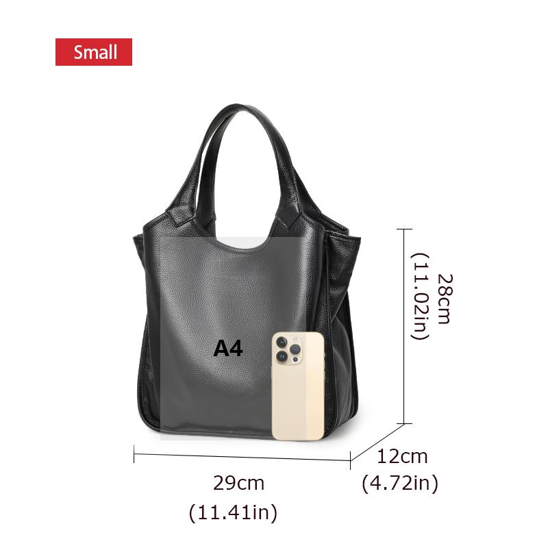 Geantă de umăr din piele naturală Aidrani, geantă tote la modă de mare capacitate, geantă de mână din piele de vacă cu design minimalist