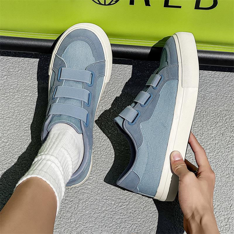 Retro Platform Casual Skateboard Men Elastic Slip-on Canvas Sneakers Man Breathable Vulcanized Shoes Men's Skateboard Shoes