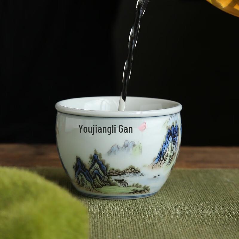 Antique Ceramic Master Tea Cup - Qianli Jiangshan Design
