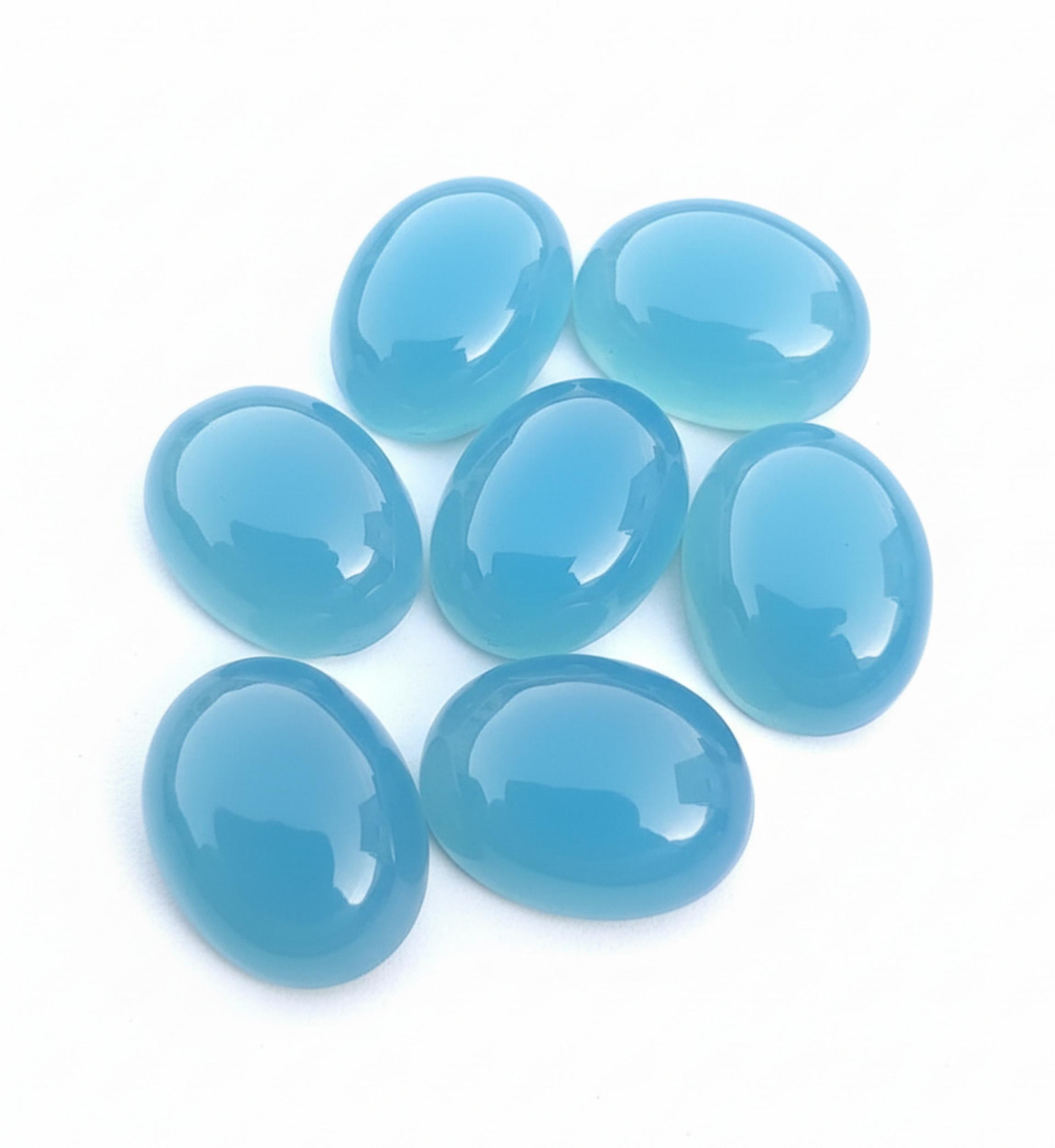 

Натуральные кабошоны из голубого халцедона - Овальные россыпные драгоценные камни 5x7mm синий