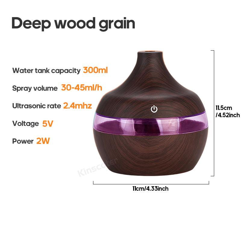 Wood Grain zvlhčovač 300ml USB Aroma Difuzér Atomizér Usb zvlhčovač pro domácnost Hydratační přístroj Stolní zvlhčovač