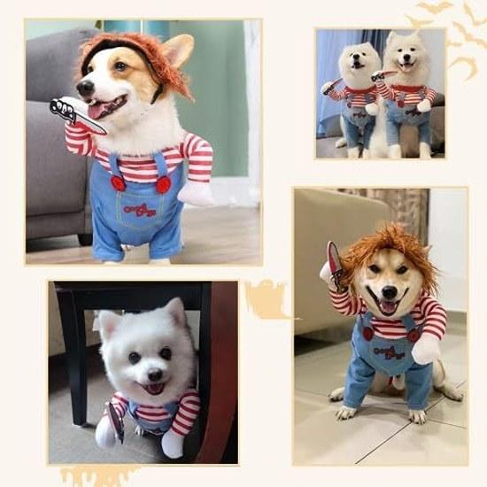 Pet Palette Dog Cat Costume Halloween Clothing Disguise Small Medium Large Bipedal (Chucky M)