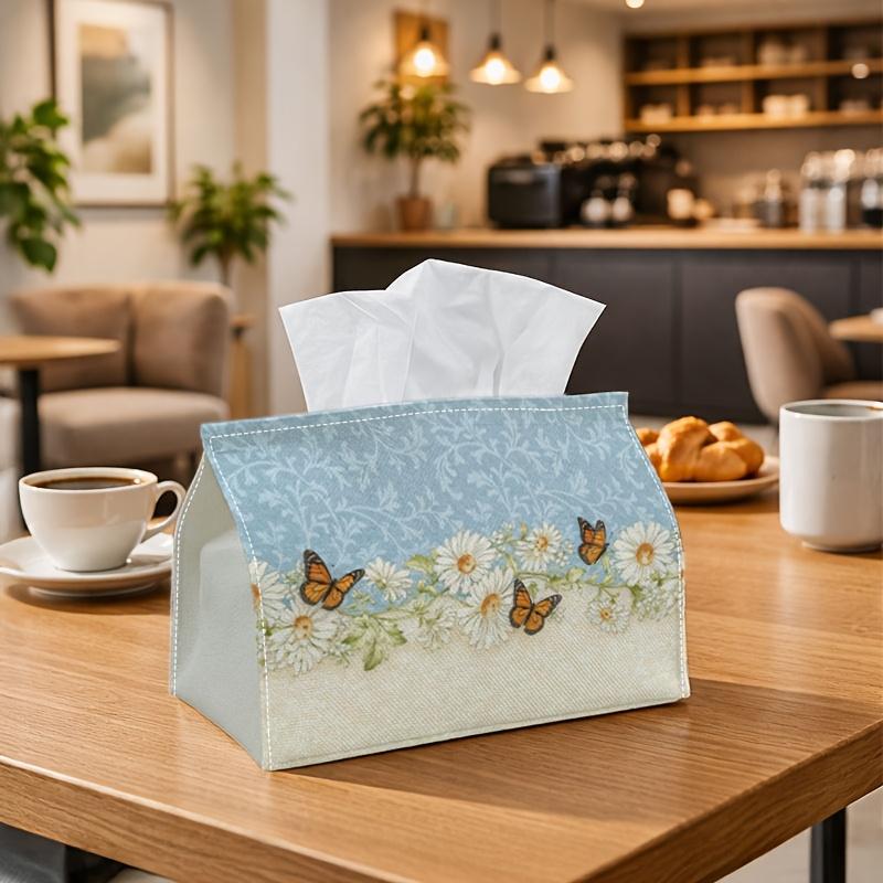 1pc Floral Tissue Box with Butterfly Daisy Lid - Minimalist Napkin Dispenser Suitable, Dining Room, Living Room Storage, Decorative Holder for Napkins
