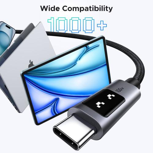 UGREEN Uno Type C kaabel 100W/5A PD3.0 ülikiire laadimine E-maker kiip LED naeratuse visualiseerimine nailonpunutis Kõrge vastupidavus USB C to USB C ühilduv w