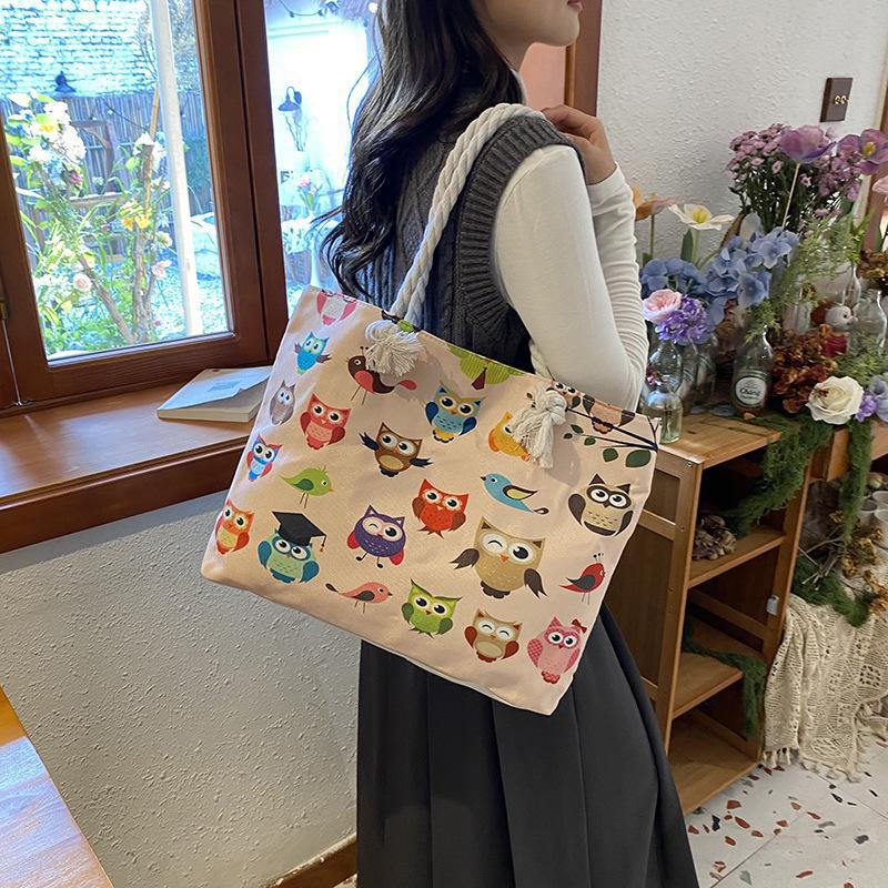 Borsa tote grande in tela da donna - Elegante borsa da spiaggia e da viaggio in lino