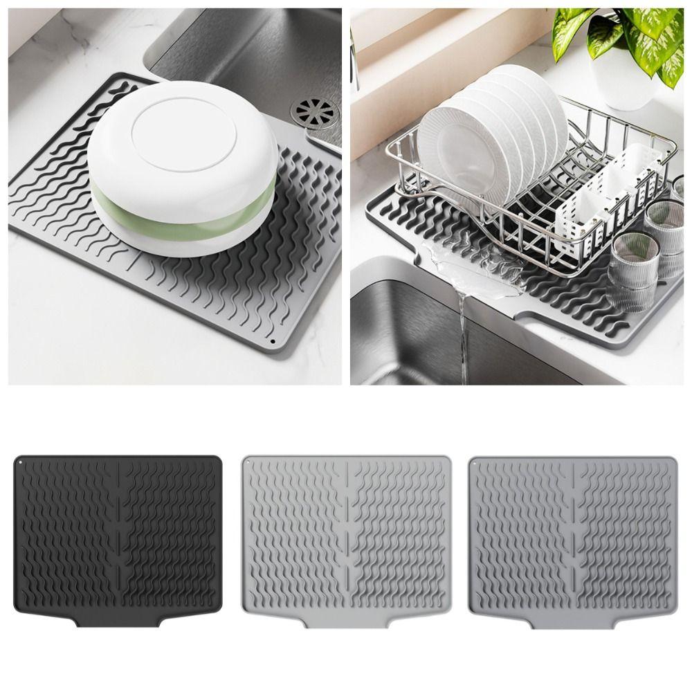 Large Silicone Dish Drying Mat Anti-scald Sink Mat Dish Rack Mat Folding Drainer Mat  Home