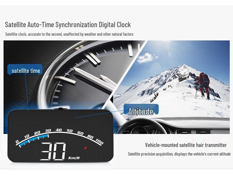 Universal Car HUD with Beidou GPS, Speed Alarm & Mileage Display
