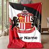Sunderland FC Custom Name Text Flannel Blanket Soccer Logo Personalized Fleece Throw Blanket Special Gift For Sofa Bedroom Home