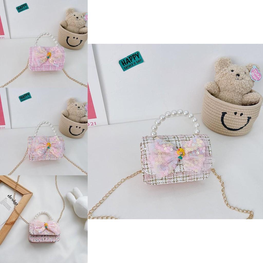 Stylish Kids Crossbody Bag With Bowknot Pearl Detail Charming Chic Design For Little Girls