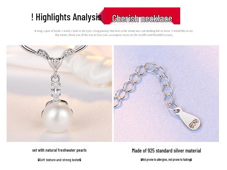 S925 Sterling Silver Elk Pendant Necklace with Freshwater Pearl - Ethnic Style Christmas Gift.