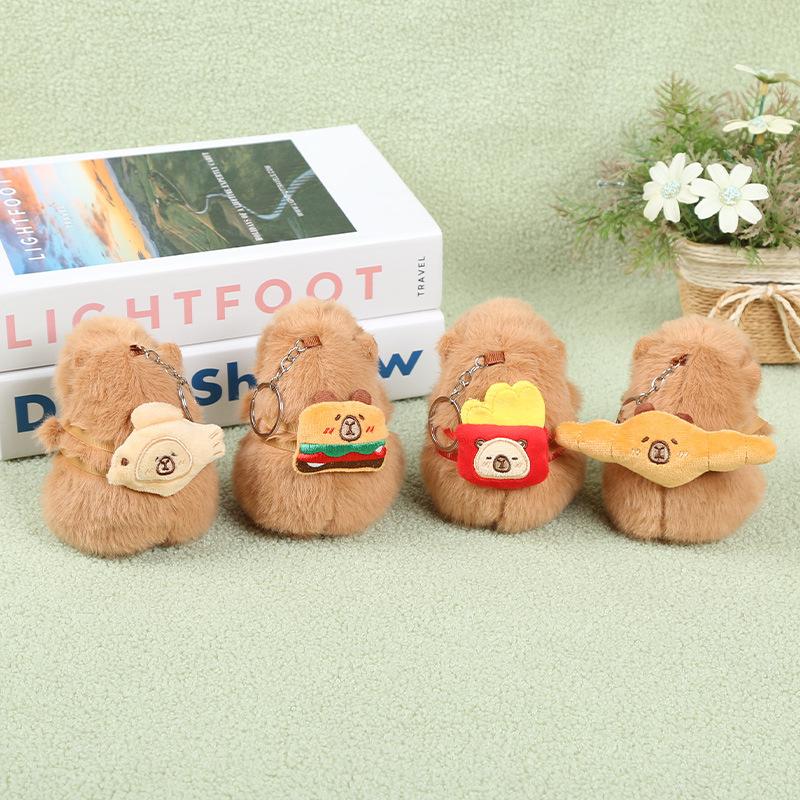Kapibara plush toy afternoon tea capybara doll pendant pink keychain doll gift girl doll