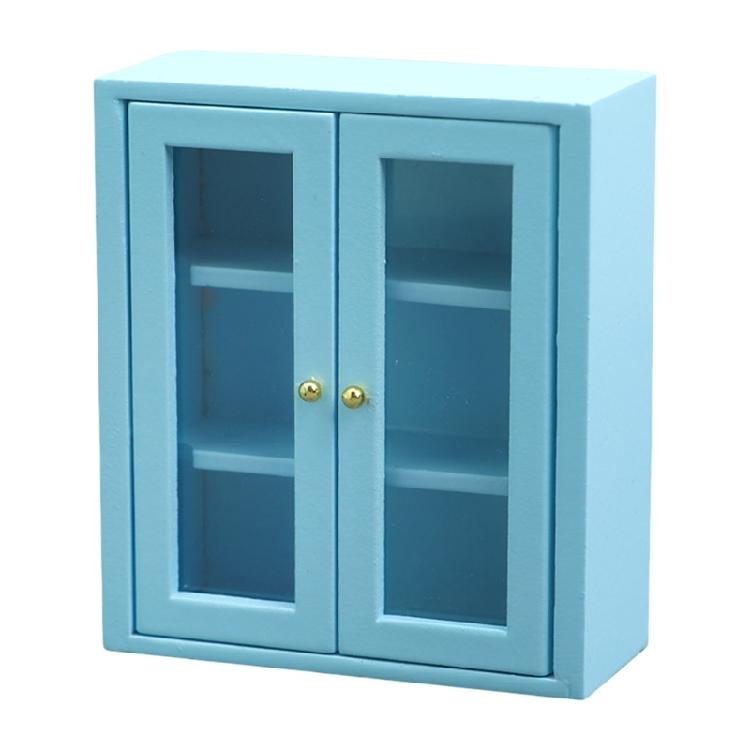 

Realistic Miniature Display Zakka Role Play and Display for Dollhouses Enthusiasts, 1/12 Scale, Wood Display Shelf синій