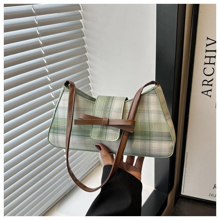 2025 summer new casual street plaid trend simple fashion one shoulder underarm messenger bag women