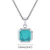 Vnox Stainless Steel Square Pendant Necklace for Men Women, Tiger Eye Turquoise Natural Stone Pendant Box Chain Jewelry Gifts
