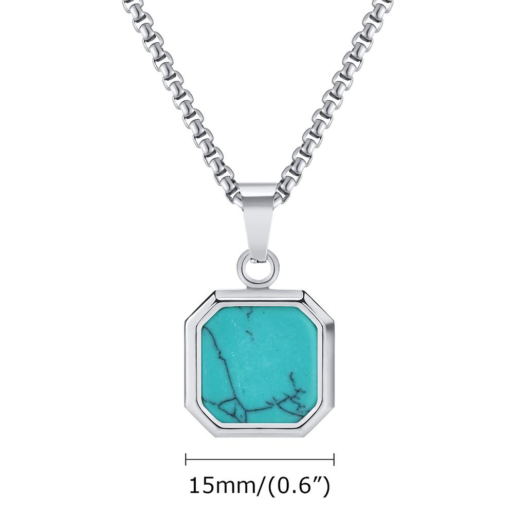 

Vnox Stainless Steel Square Pendant Necklace for Men Women, Tiger Eye Turquoise Natural Stone Pendant Box Chain Jewelry Gifts 45cm