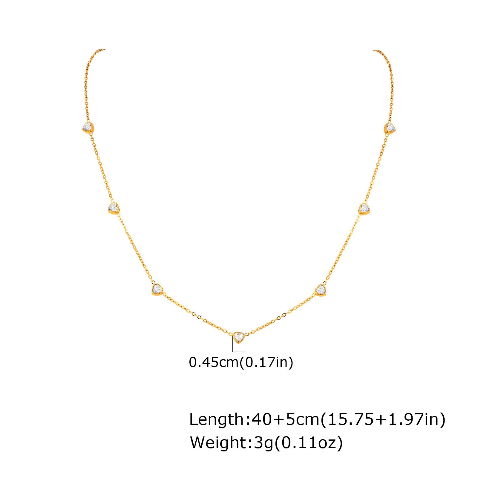 

Luxury Stainless Steel Zircon Heart Necklaces for Women 18K Gold Plated Collar Chain Necklace Fashion Charm Jewelry Gift