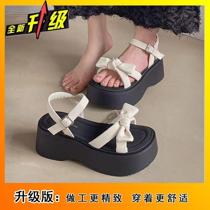 Women's summer outer wear thick-soled soft-soled slippers fashion and high-end slippers 2025 new French beautiful bow