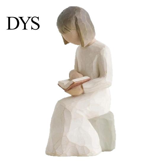 Unique Literary Statue Angel Reading Book Statue, Resin Desk Decor for Lovers, Scratch-resistant Desktop Young Girl Figurine Bookshelf, Healing