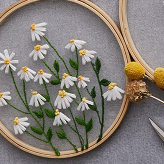 1 Set Starter Stitch Kit Adorable Wide Application Cotton Flax Floral Plant Pattern Beginner Embroidery Kit for Gift