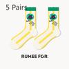5 Pairs of Women's Spring Sports Street Mesh Style Mid Tube Socks