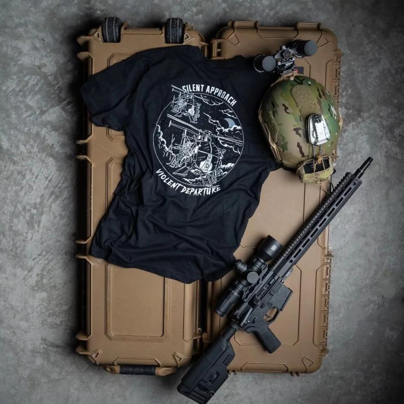 2026 Unisexs Military Style Tactical Print Tshirt For Unisex Tough Style Loose Retro Pure Cotton Roundneck Shortsleeved Top Trendy