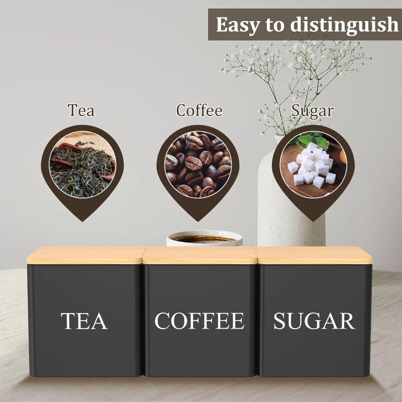 3Pcs/set Coffee Bean Storage Canisters Tea Sugar Vacuum Sealed Jars Iron Canisters Kitchen Cream Can Airtight Lid