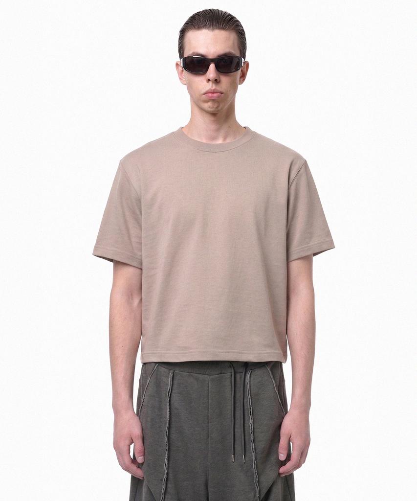 PRINOAR Semi-Crop Short Sleeve T-Shirt - Ginger Beige