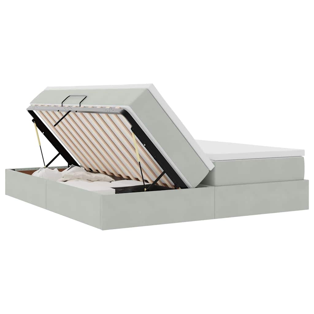 Storage Bed with Mattress Light Grey 180 x 200 cm Velvet
