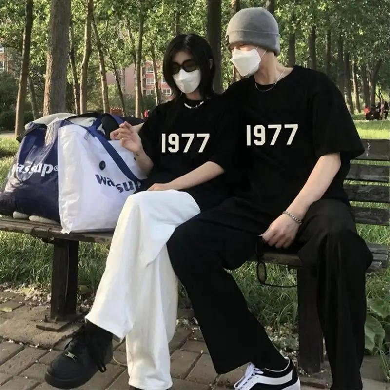 Trend Brand 1977 Digital Printing Men's and Women's Crew Neck Short-sleeved T-shirt Couple's Summer American Trendy Brand