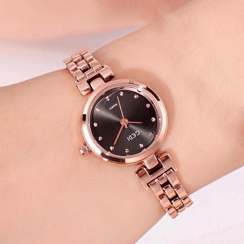 Gedi Rose Gold Ladies Watch With Sparkling Embellishments Water Resistant For Casual Wear